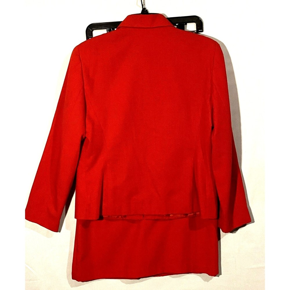 Sag Harbor Midi Skirt Suit Sz 8 Red Full Zip Jacket Lined Vintage - Picture 9 of 9
